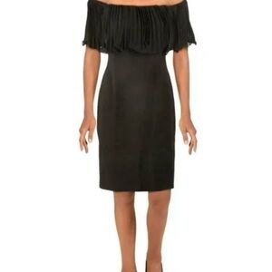 Vince camuto off the -Shoulder Fringe Cocktail Dress in Black